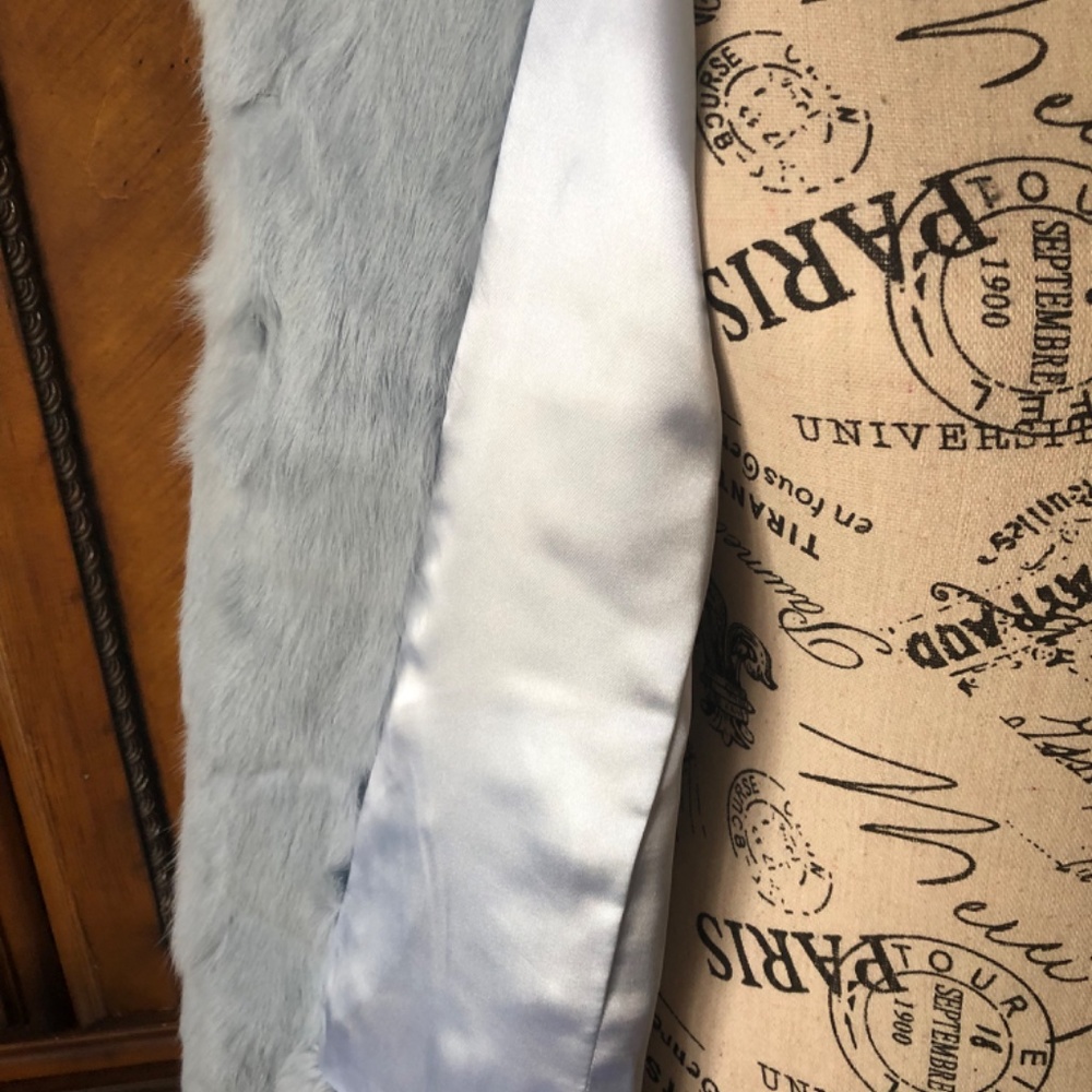 Gorgeous Stunning Ice Blue Rabbit Fur Coat Awesome Beautiful Warm Coat Jacket - Picture 3 of 7